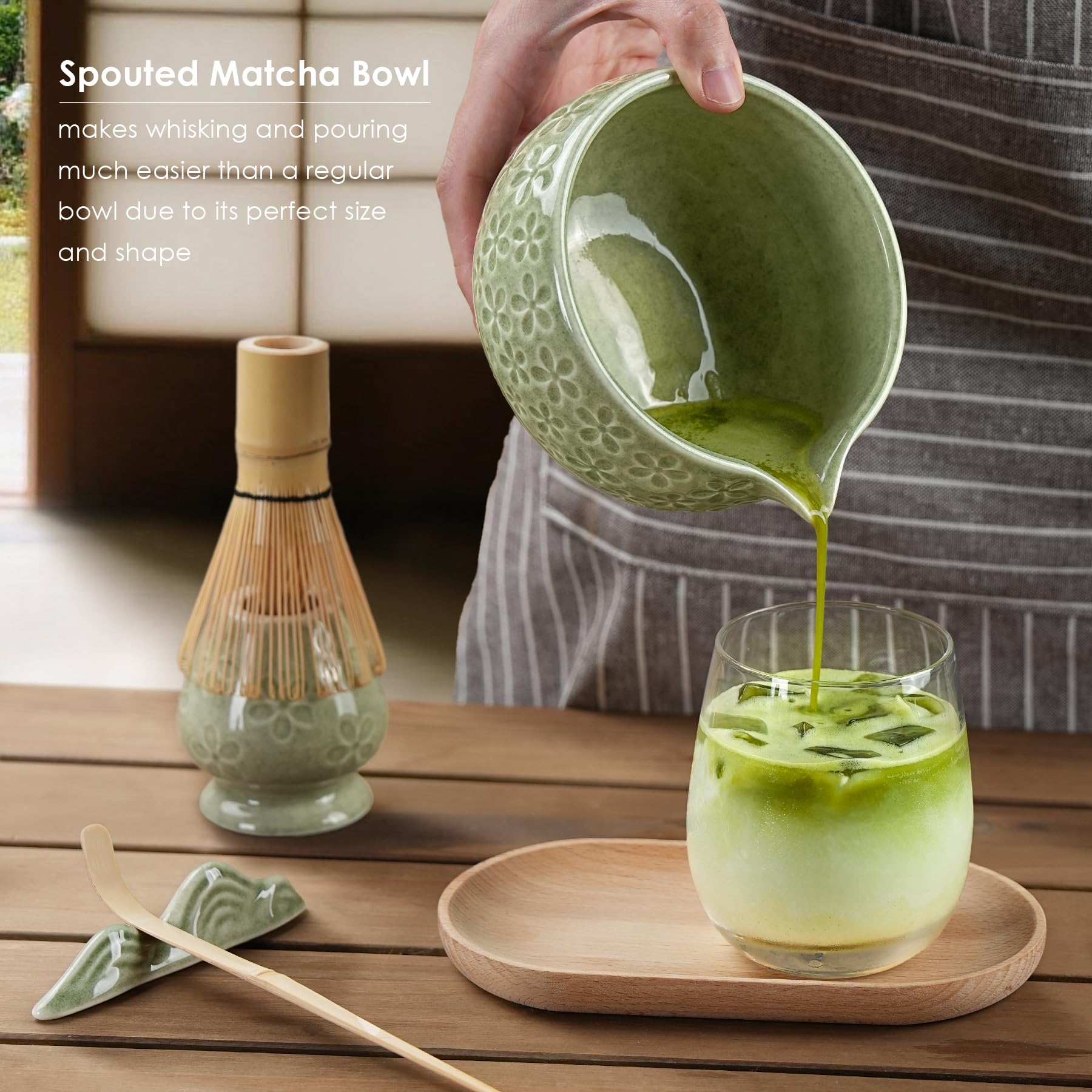 Metflavor matcha kit tea towel supports drying and cleanup after whisking.