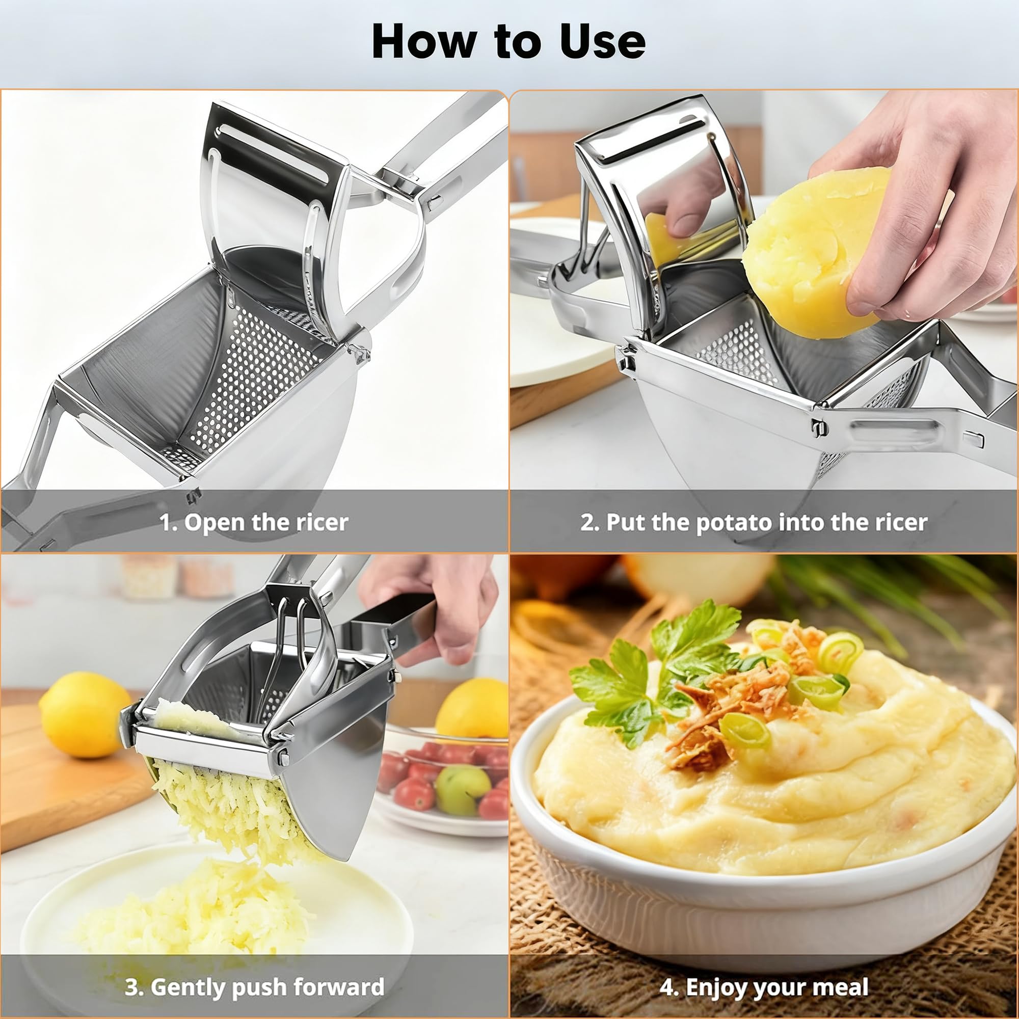 METLUCK Potato Ricer is dishwasher-safe for easy cleaning after meals.