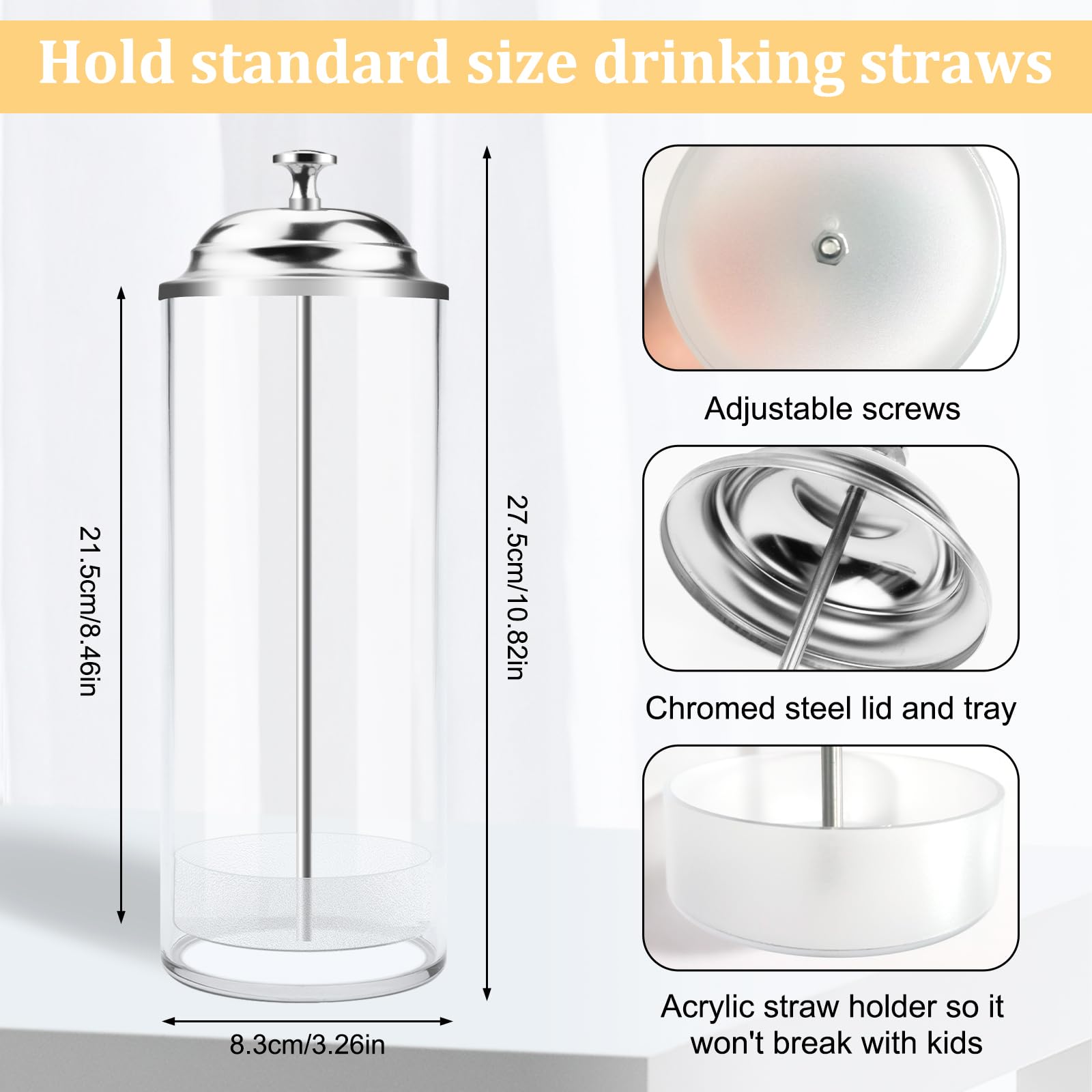 Mevtok acrylic-stainless design highlights sturdy construction.