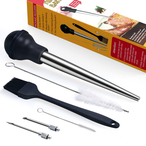MEWMET turkey baster in stainless steel for precise sauce injection into meats