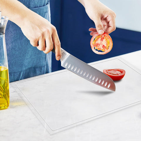 MEWSDEN acrylic cutting board with juice groove for clean prep liquids