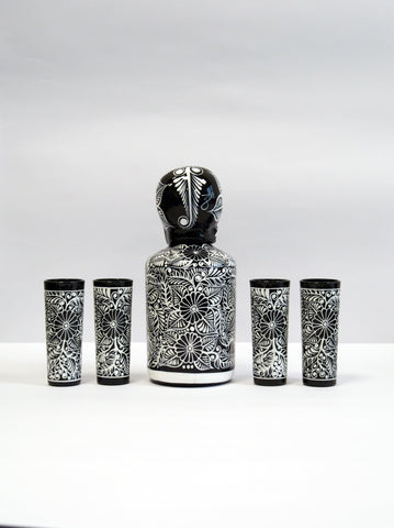 Tequila bar decor set features a bold sugar-skull motif for celebrations