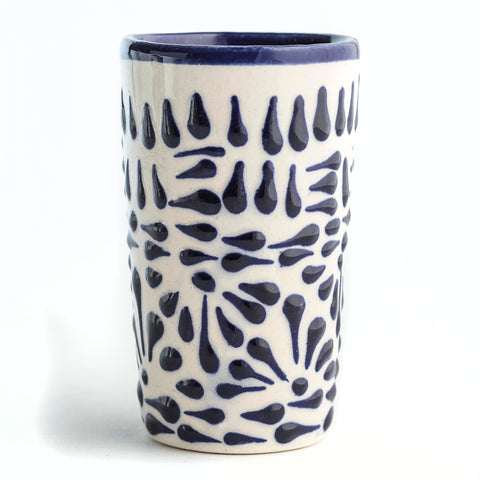 MEXTEQUIL Talavera blue lace glass ideal for dessert shots.