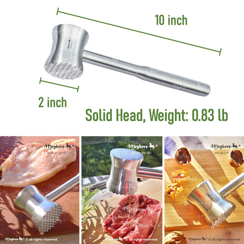 Meykers dual-sided heads offer versatile tenderizing for different cuts.