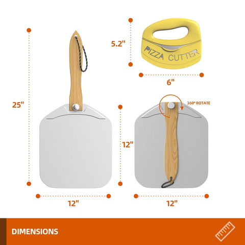 Meykwod foldable wood-handle pizza peel saves cabinet space when stored