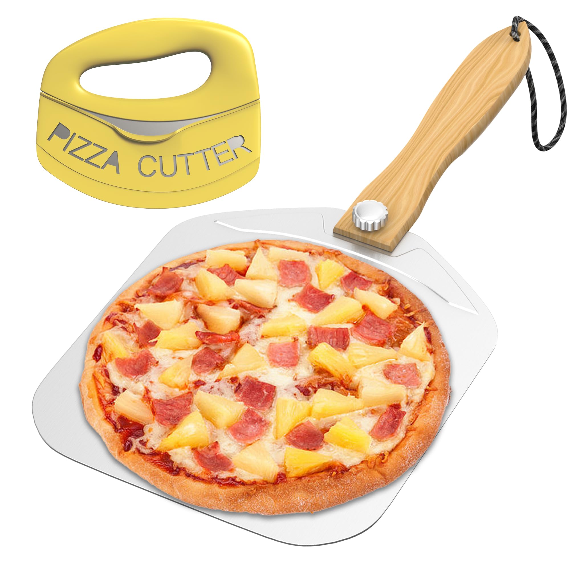 Meykwod pizza peel stored compactly with folded handle