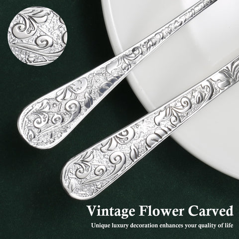Meythway dinner fork with embossed vintage design for secure grip