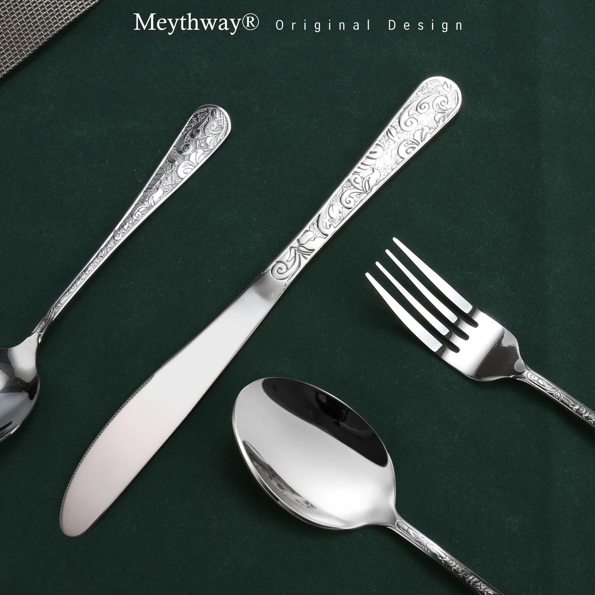 Meythway dinner spoon with embossed carving for comfortable use