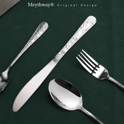 Meythway dinner spoon with embossed carving for comfortable use