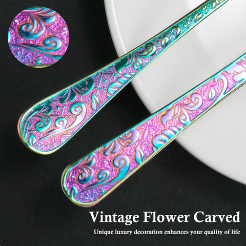 Meythway rainbow silverware embossed salad fork pairs color with versatility for mixed greens