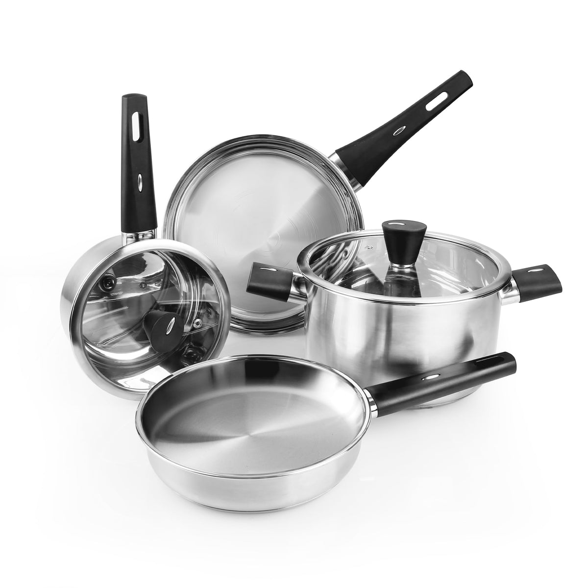Meythway Upgrade cookware with brushed stainless finish for a premium look.