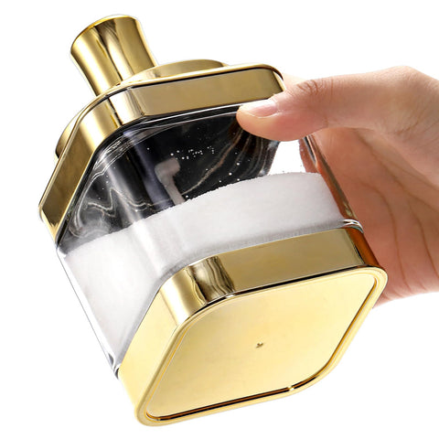 Mezchi clear glass body lets you see contents at a glance.