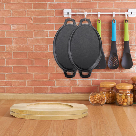 Mezchi serving trays enhance dining with a natural wood finish.