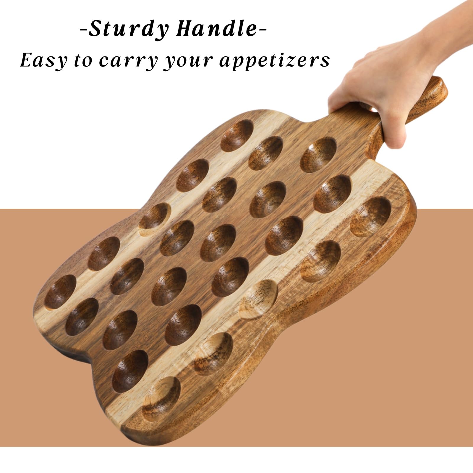 Mezchi natural acacia wood surface adds rustic warmth to snacks and desserts.