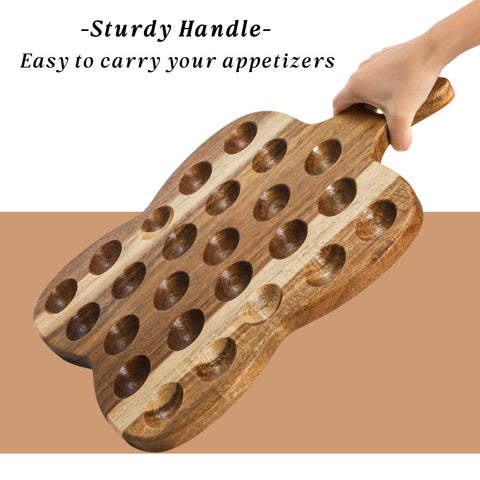 Mezchi natural acacia wood surface adds rustic warmth to snacks and desserts.