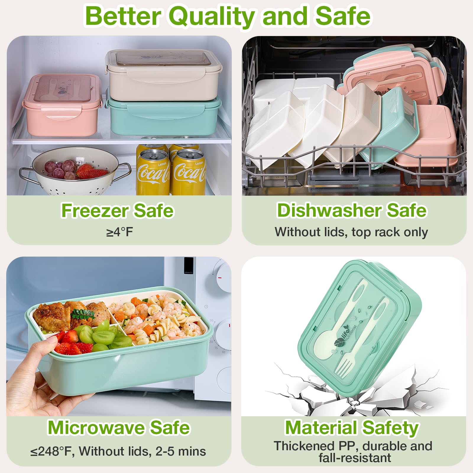 Mfacoy 1100ml capacity bento box fits snacks and main dishes.