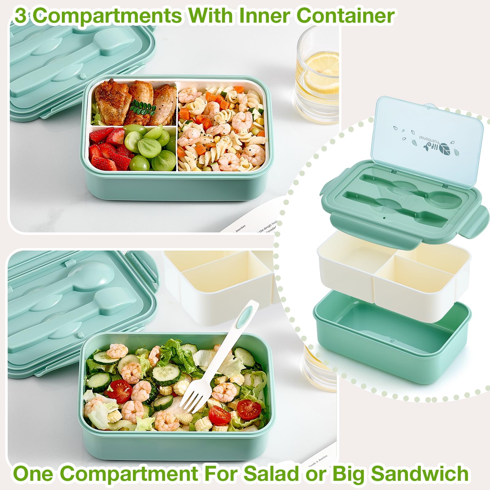 Mfacoy 1100 ml bento box microwavable for reheating meals.