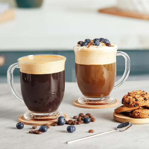 Mfacoy clear glass mug ideal for coffee, tea, latte or juice for daily use
