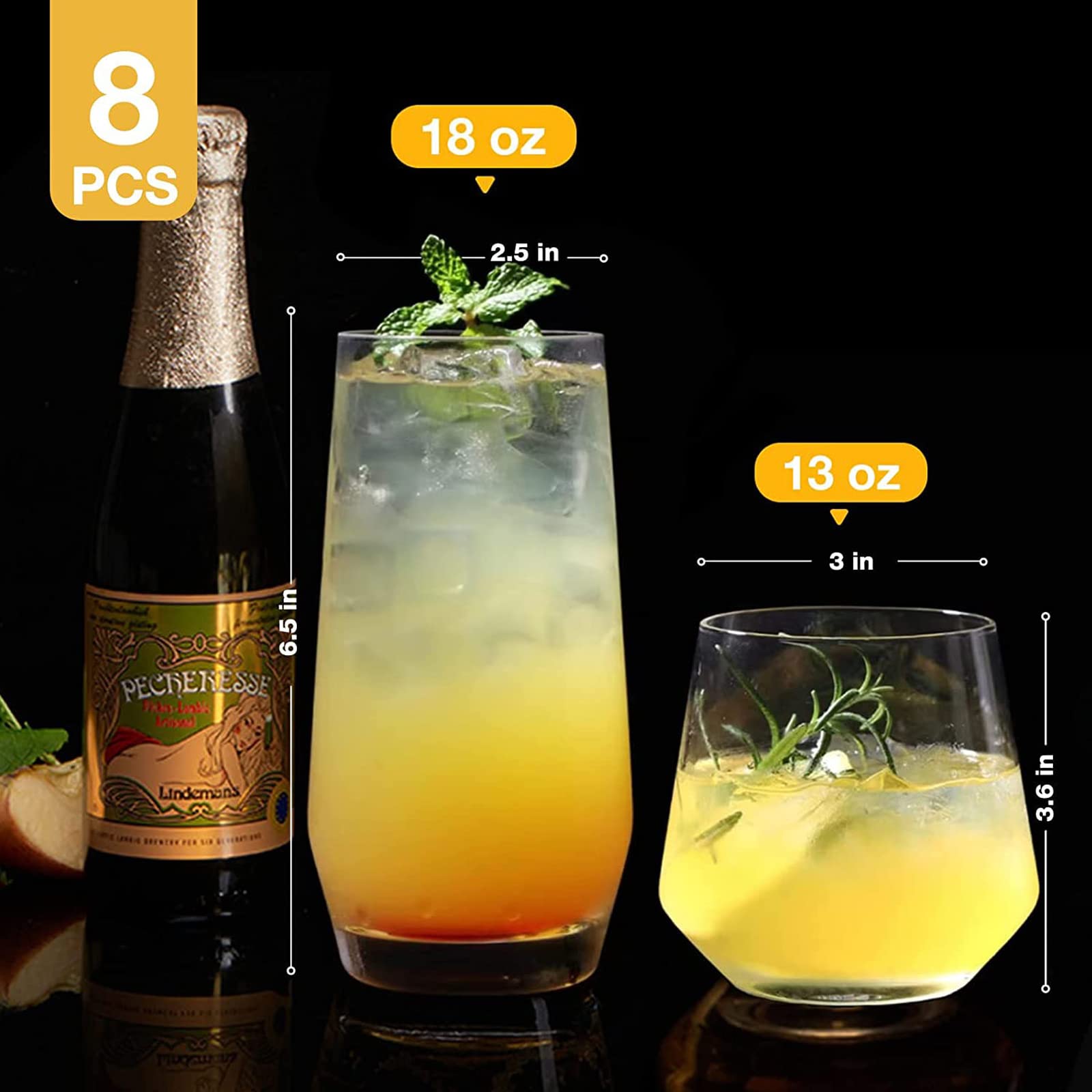 Mfacoy crystal-clear glassware offers bright clarity for every pour