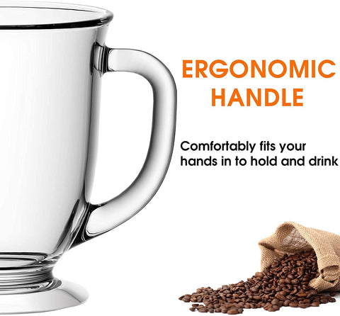 Mfacoy glass mug with large handle for comfortable grip during hot beverages