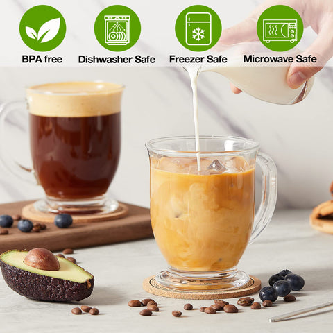 Mfacoy glass mug wide base provides stability for steady sipping