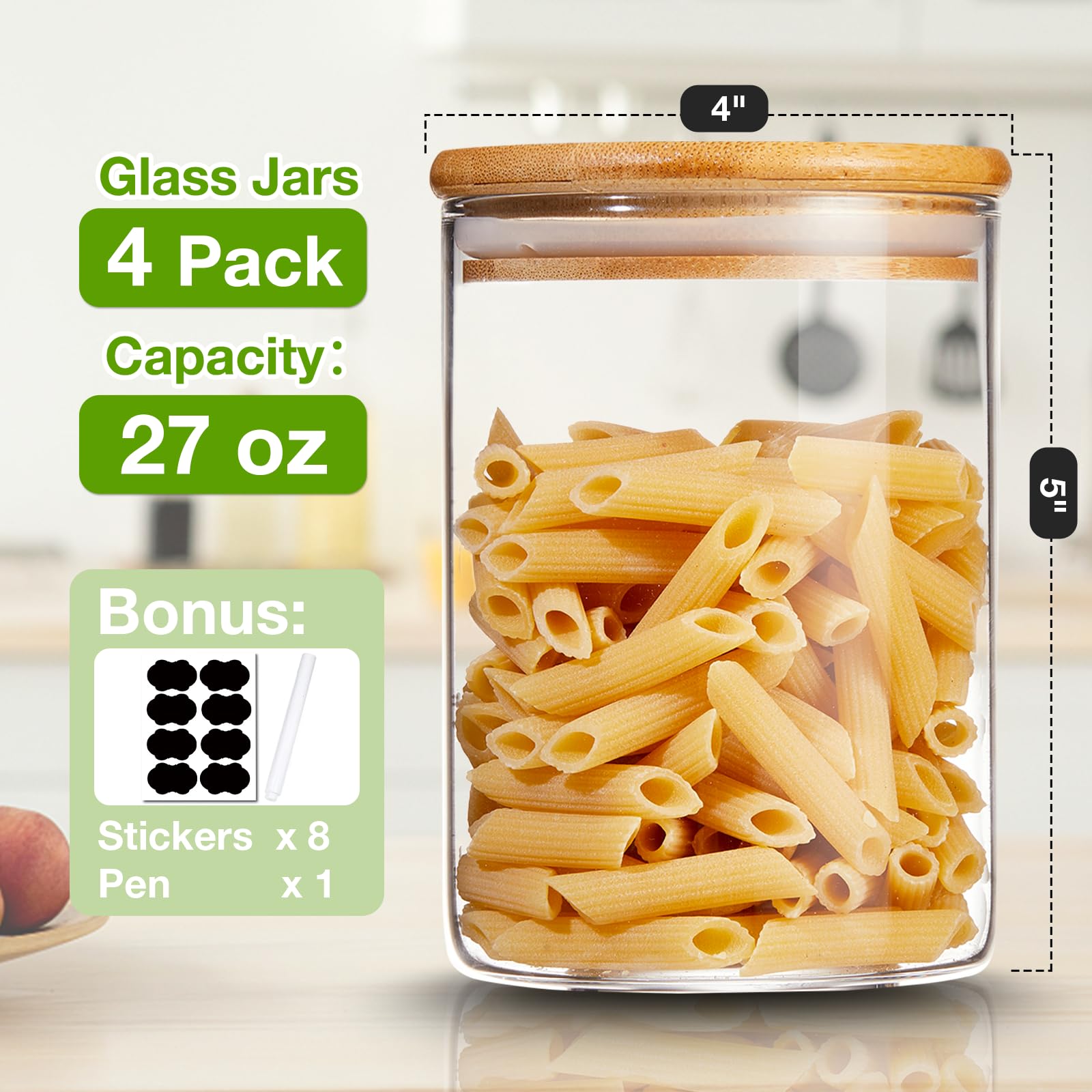 Mfacoy glass storage jar showing clear view to spot contents quickly.