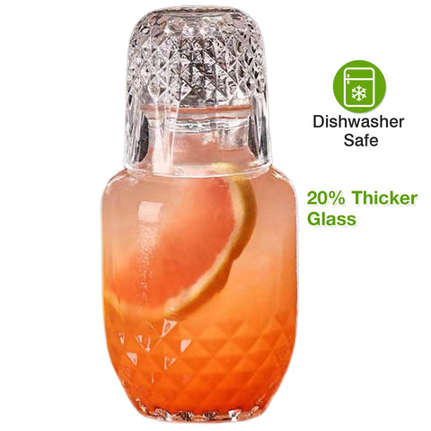 Mfacoy multiuse glass bottle ideal for water, juice, or lemonade at home.
