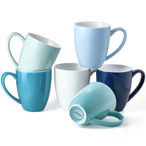 Mfacoy porcelain coffee mugs set of 6, full set, ideal for home and office use.