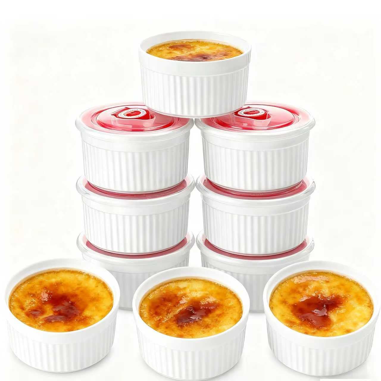 Mfacoy ramekins with lids demonstrate a secure seal for freshness.