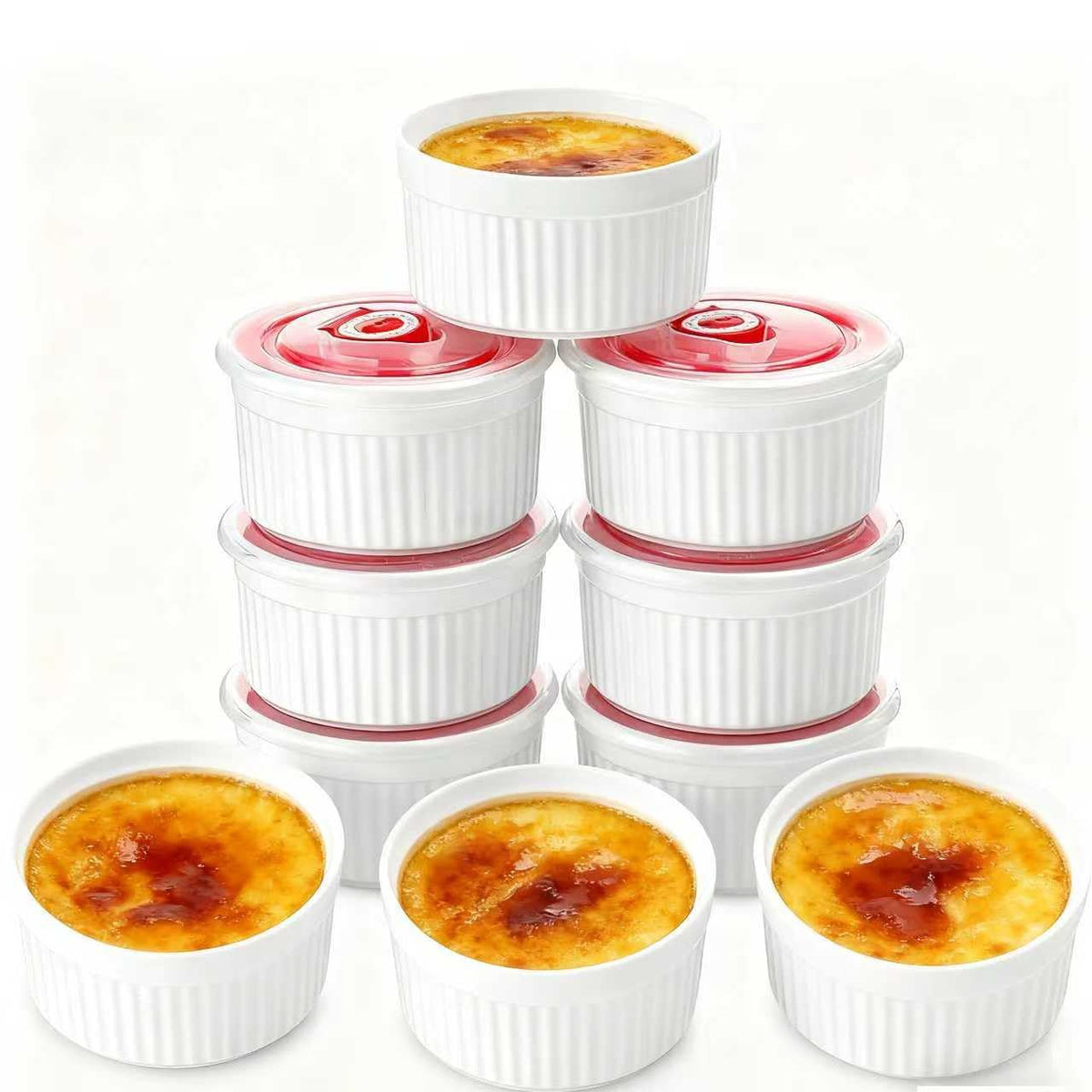 Mfacoy ramekins with lids demonstrate a secure seal for freshness.
