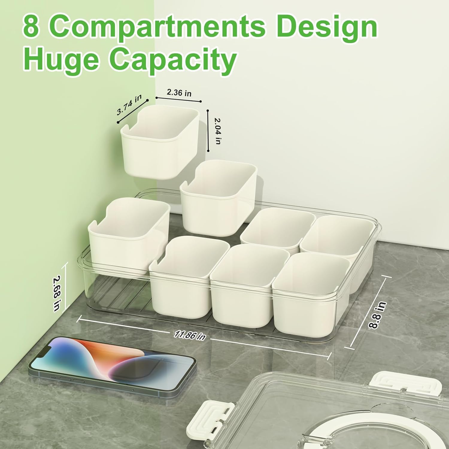 Mfacoy Snackle Box with 8 removable compartments keeps snacks organized and fresh.