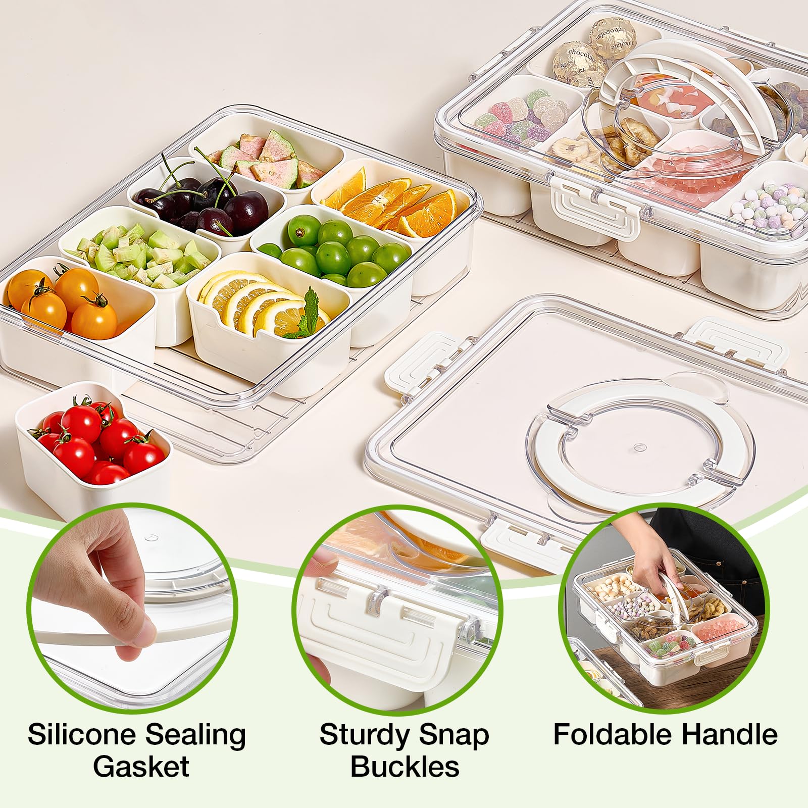 Mfacoy Snackle Box BPA-free food-grade plastic ensures safe storage.