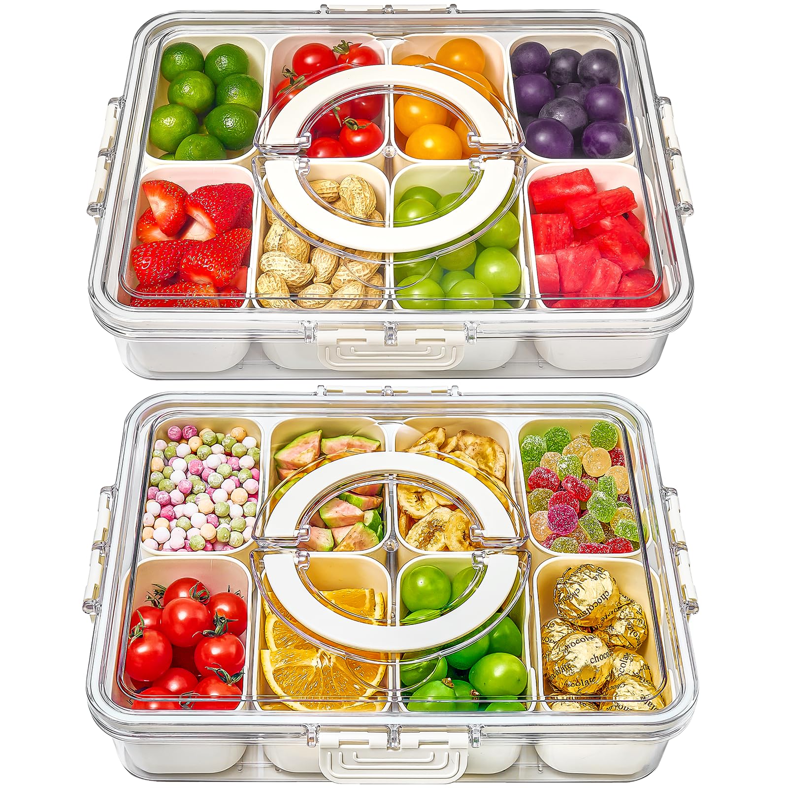 Mfacoy Snackle Box Container 2 Pack shown in compact travel setup for on-the-go snacking.