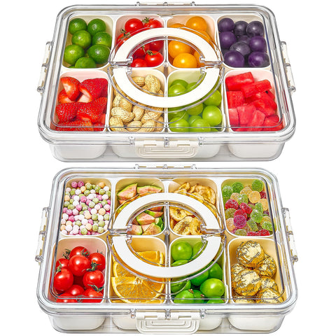 Mfacoy Snackle Box Container 2 Pack shown in compact travel setup for on-the-go snacking.