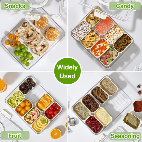 Mfacoy Snackle Box stackable design helps maximize fridge and pantry space.