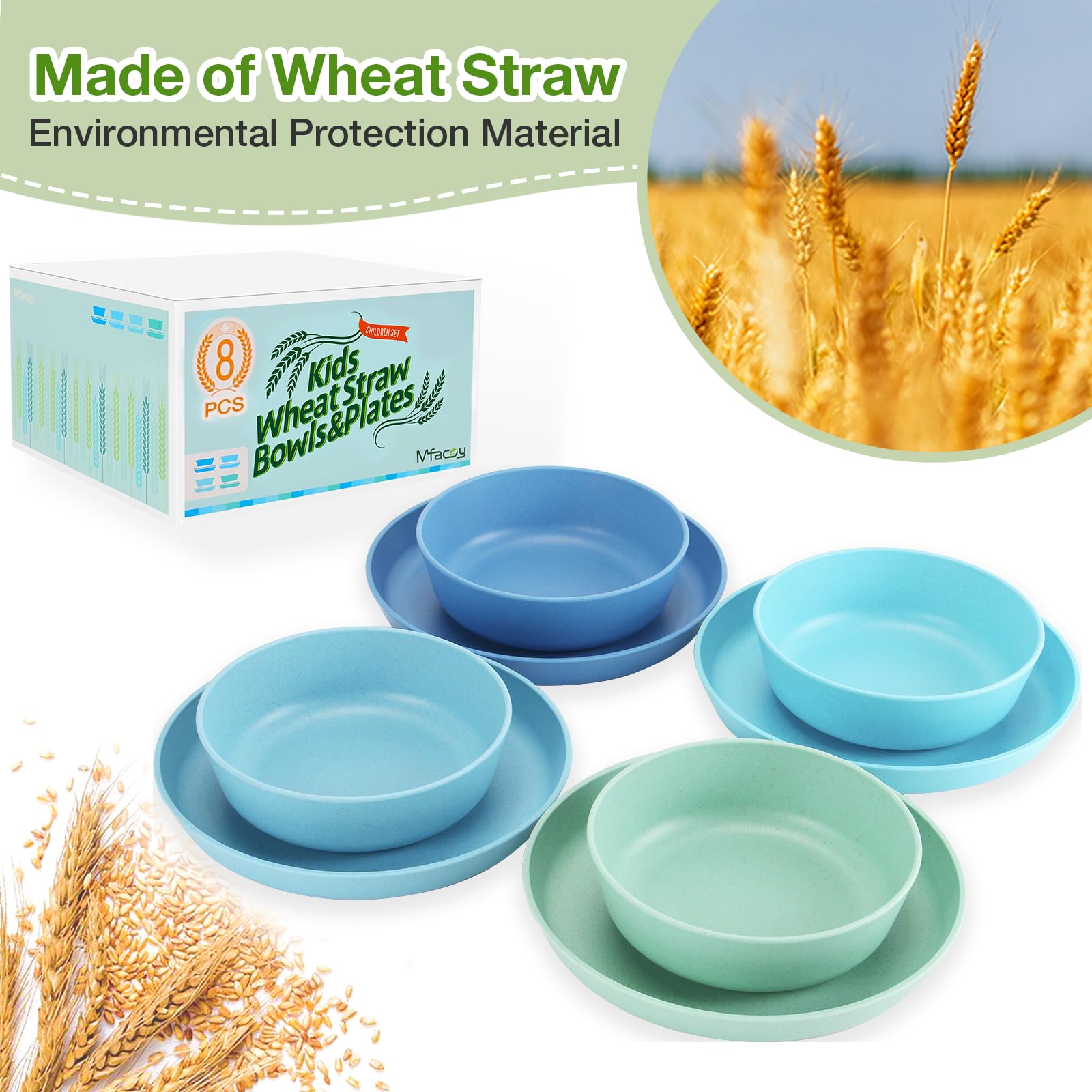 Mfacoy unbreakable kids dinnerware set, ideal for meals and snacks