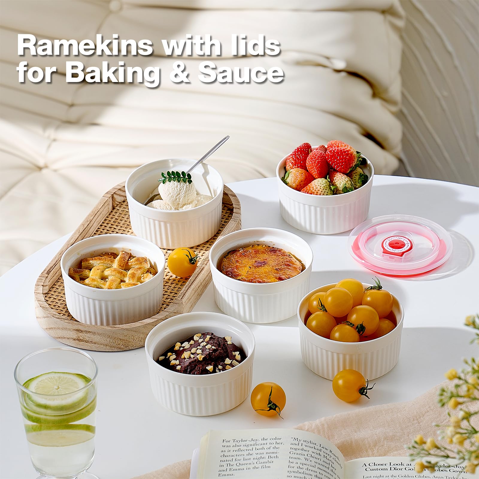 Mfacoy white ramekins elevate table presentation for desserts.