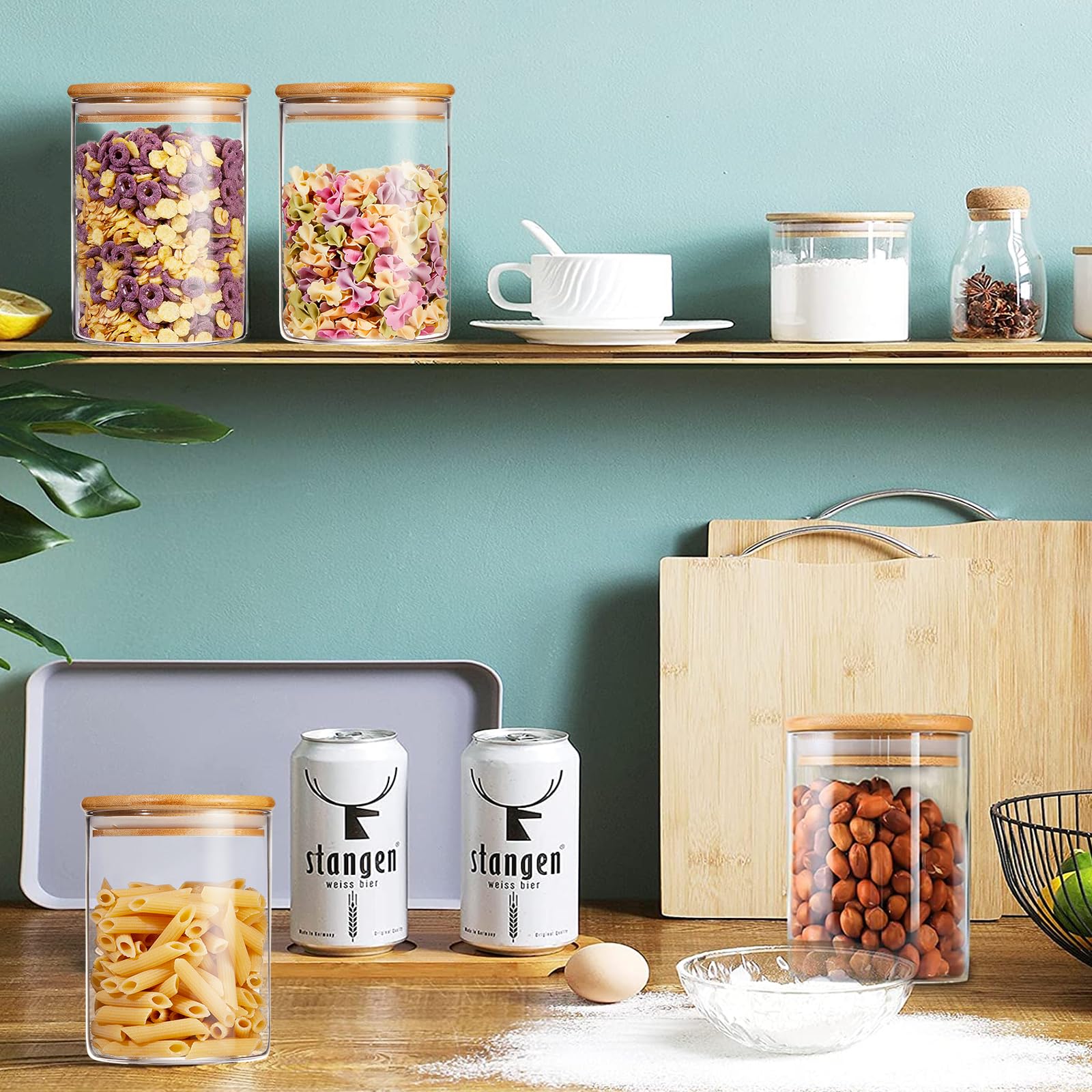 Mfacoy wide-mouth glass jar designed for easy filling and cleaning.