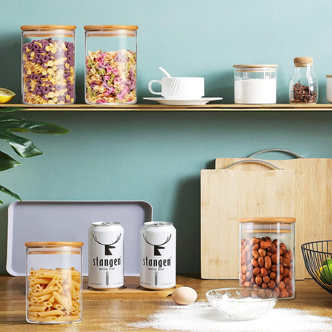 Mfacoy wide-mouth glass jar designed for easy filling and cleaning.