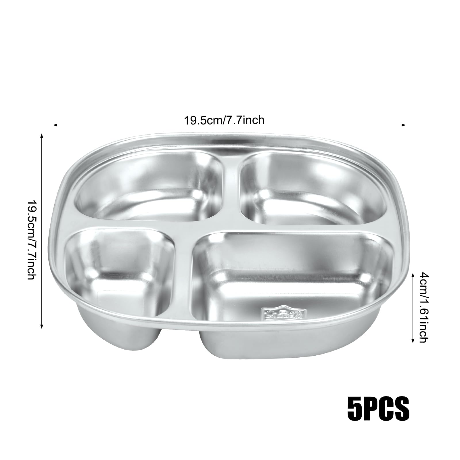 MFBJXC divided plate with four compartments keeps proteins, veggies, and grains portioned.