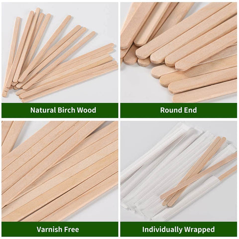 MFJUNS birch wood stir sticks with no splinters for safe use.