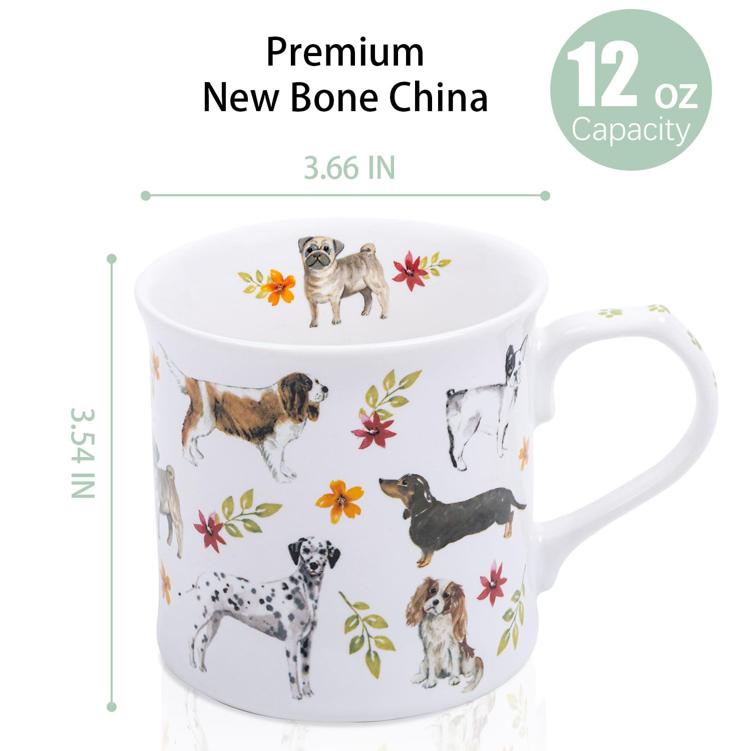 MFoffice Cute Dog Coffee Mug floral design detail