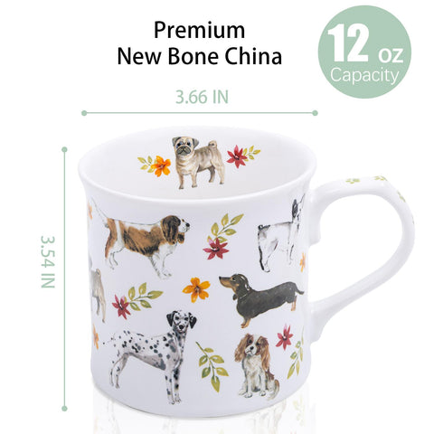 MFoffice Cute Dog Coffee Mug floral design detail