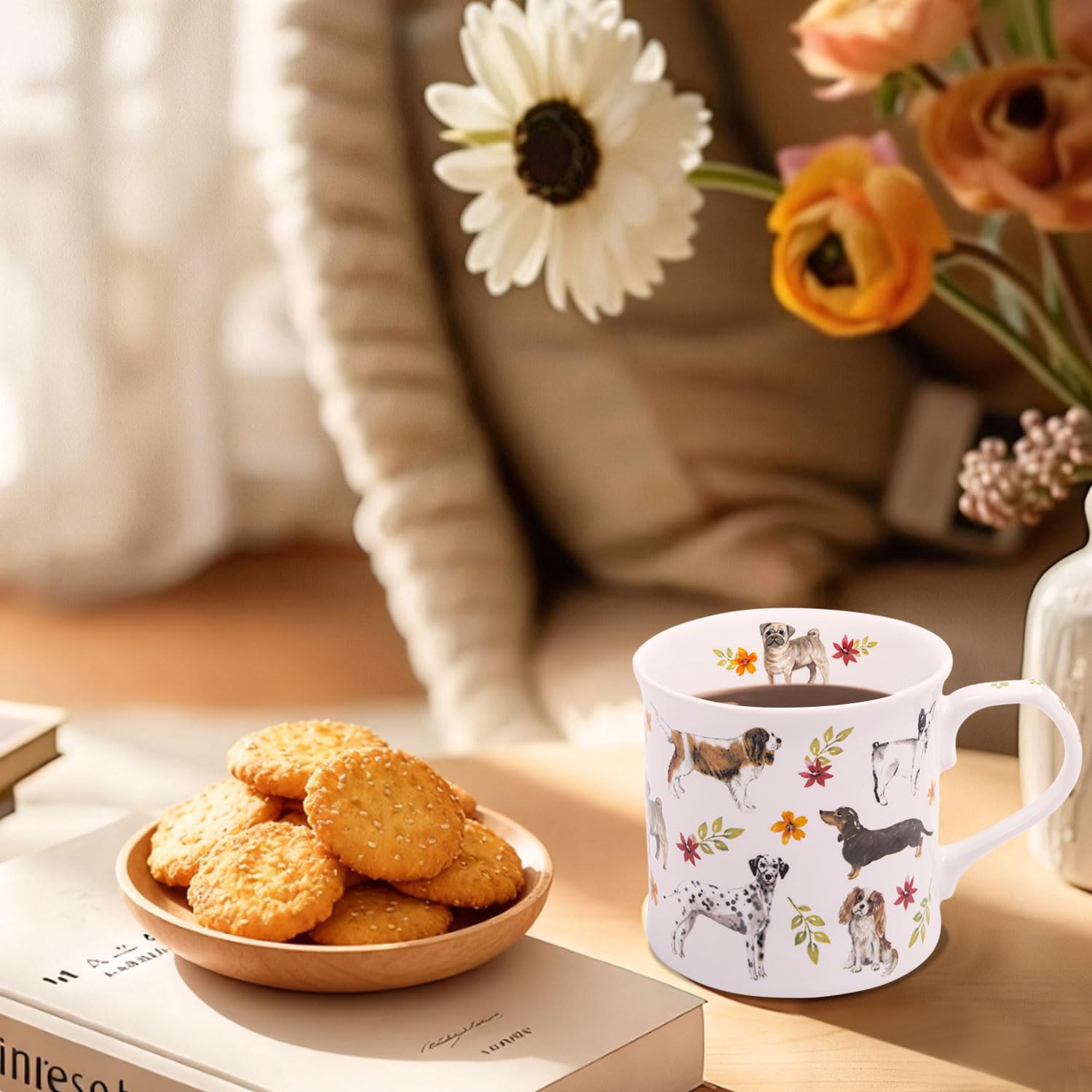 MFoffice Cute Dog Coffee Mug handle side with ergonomic grip