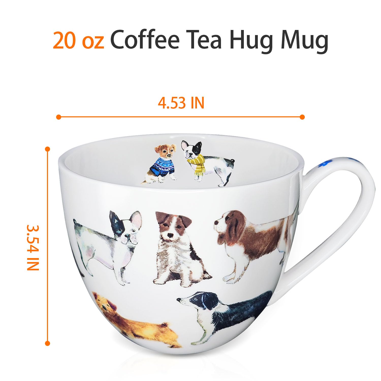 MFoffice England-designed Harvest Green mug with dog illustrations for dog lovers.