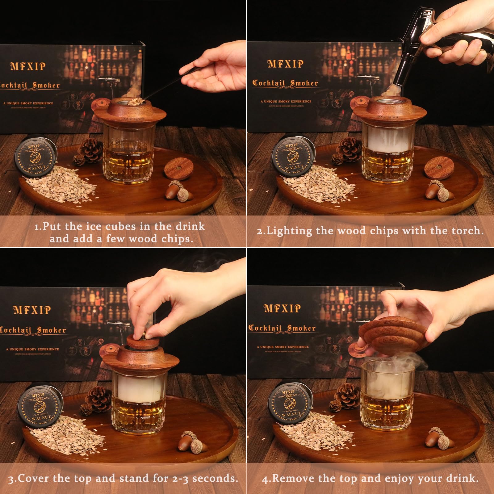 MFXIP cherry wood chips deliver rich, aromatic smoke for cocktails