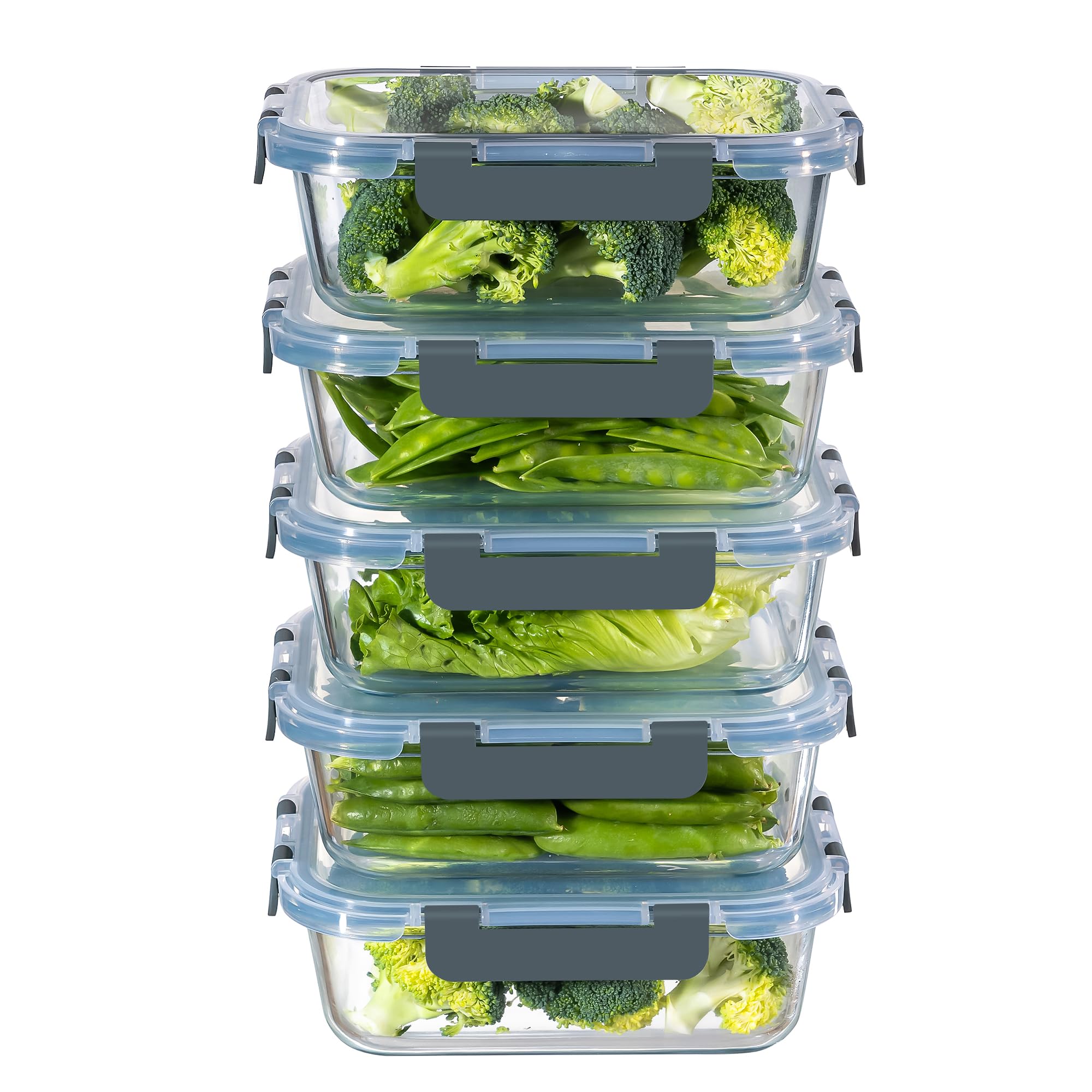 MFY 5-pack 36oz glass containers with lids, ideal for meal prep.