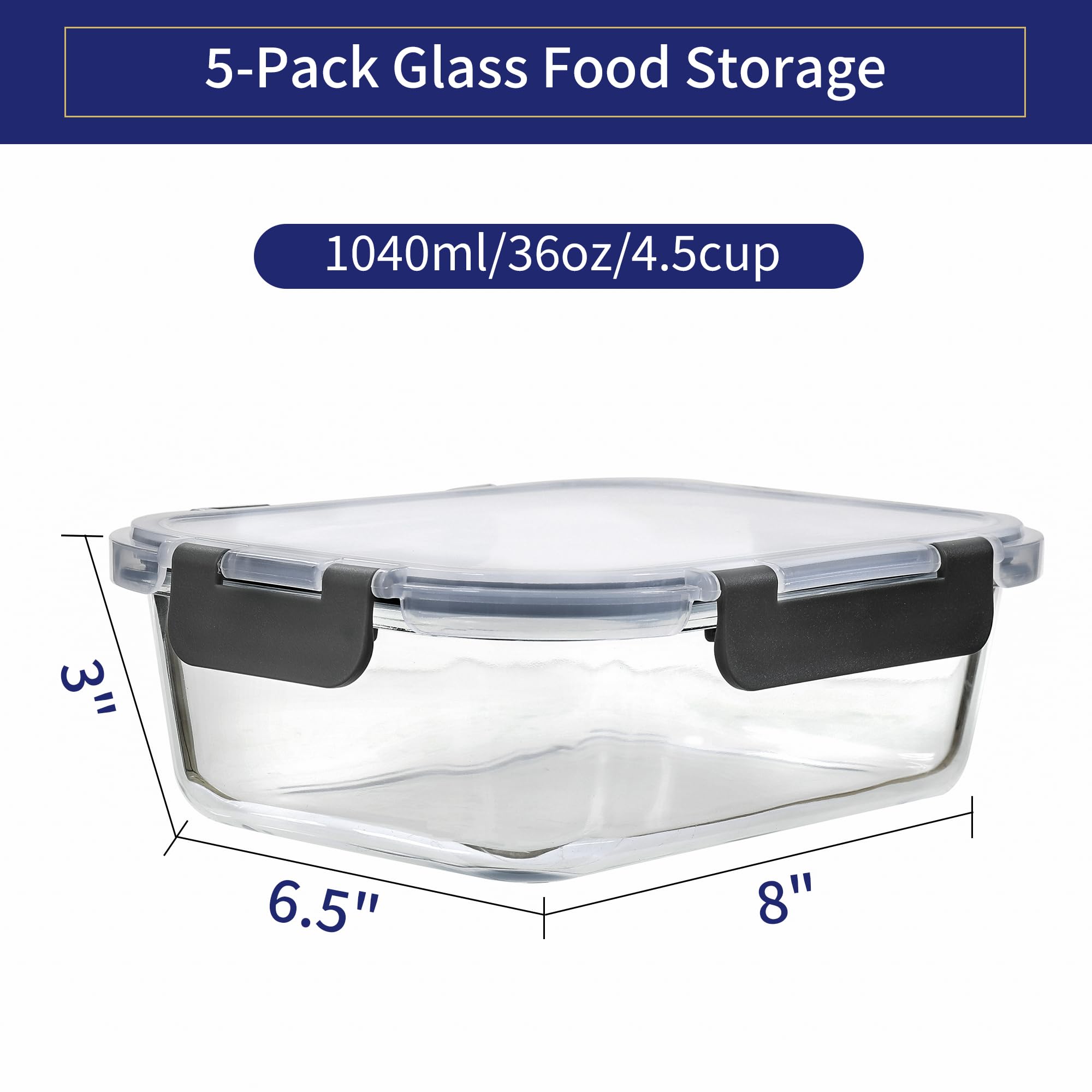 MFY borosilicate glass containers shown for daily meal prep durability.