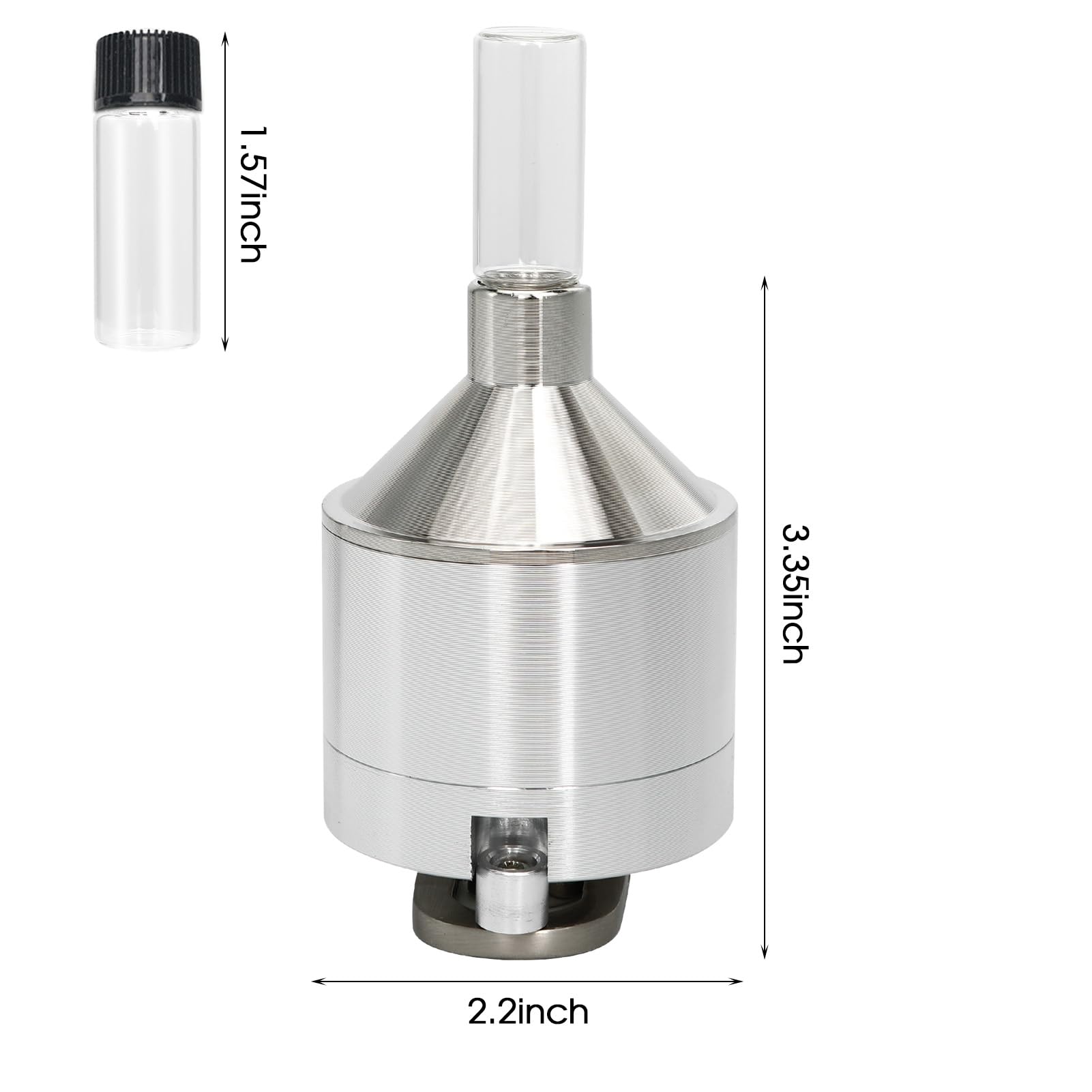 MGOJIJINN grinder silver side view shows durable aluminum alloy construction.