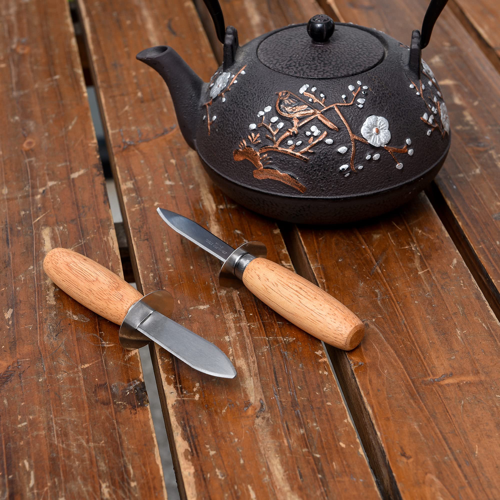 MGTECH 10-pack oyster knives on a kitchen counter.